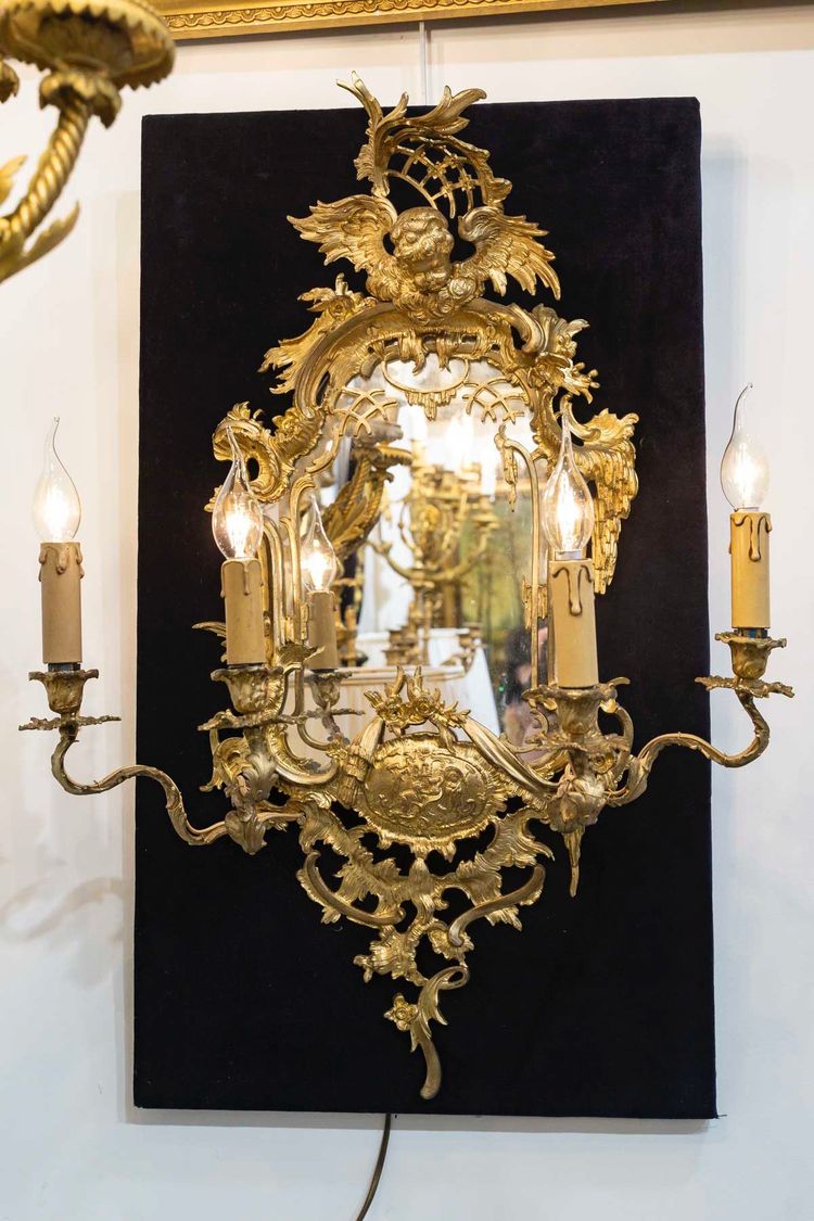 A pair of gilt bronze wall mirrors, late 19th century