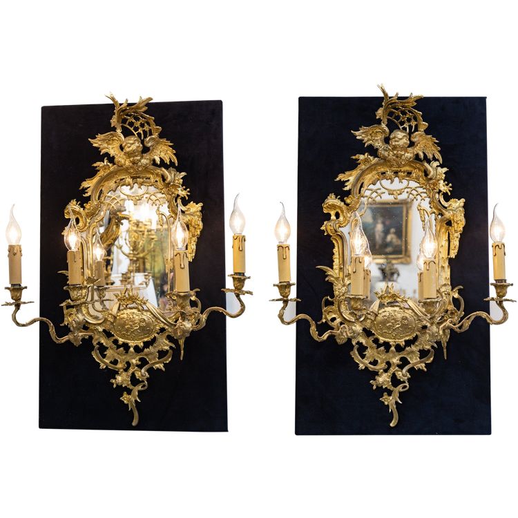 A pair of gilt bronze wall mirrors, late 19th century