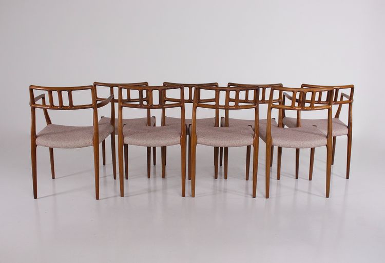 8 Rosewood chairs by Niels Otto Moller.