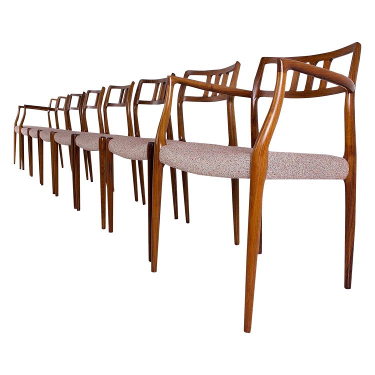 8 Rosewood chairs by Niels Otto Moller.