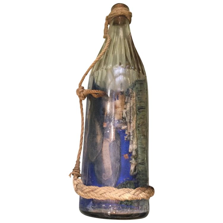 Military ship in a bottle