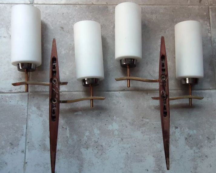 Large Pair of Modernist Wall Lights Lunel