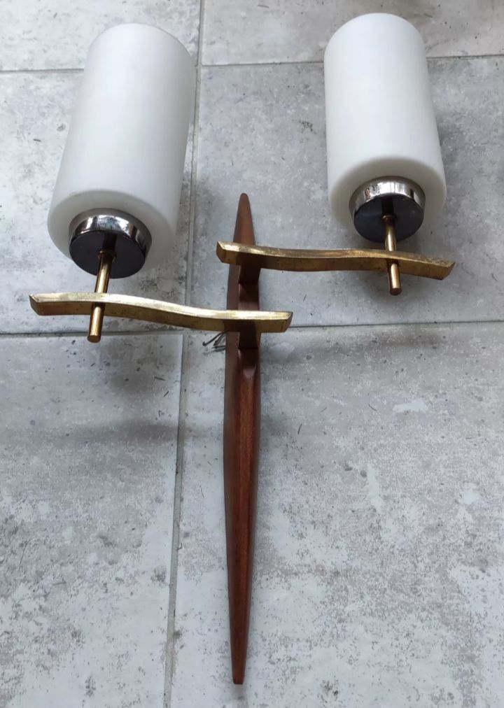 Large Pair of Modernist Wall Lights Lunel