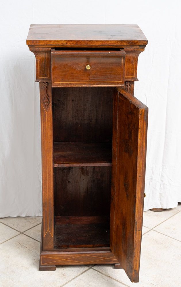 Antique Carlo X bedside table, Naples, early 19th century.