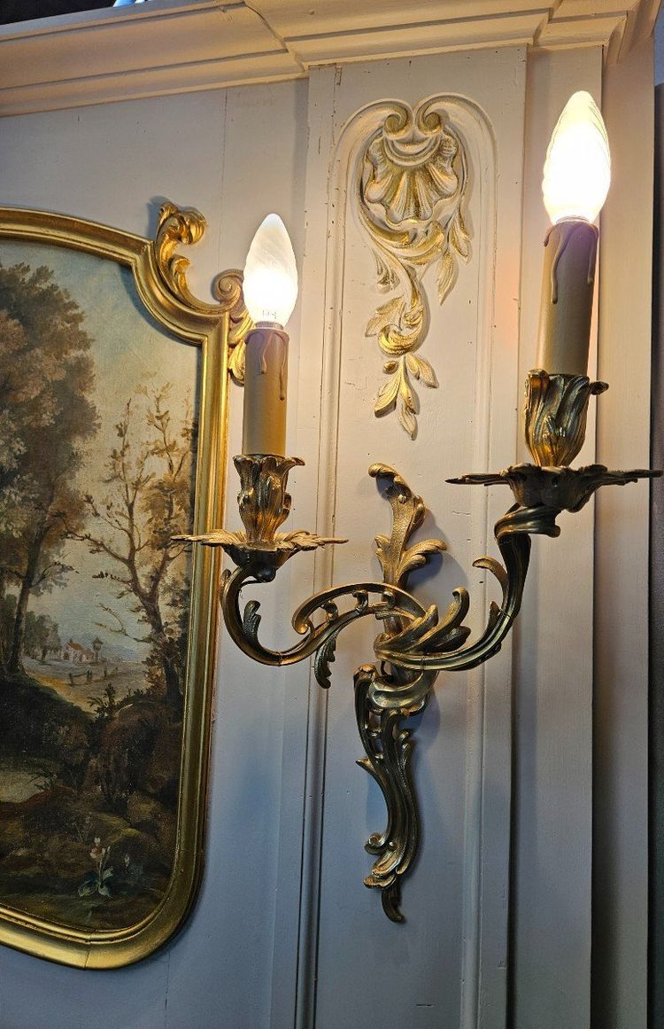 Trumeau De Boiserie - painting - mirror and 19th century light fixtures