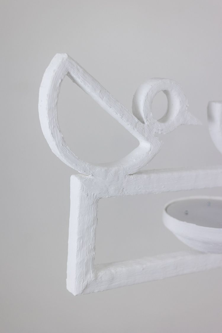 Rectangular plaster chandelier with bird decoration. LS62652409P