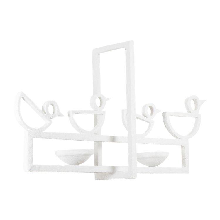 Rectangular plaster chandelier with bird decoration. LS62652409P