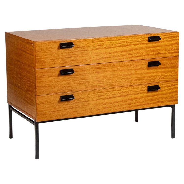 André Monpoix. Chest of drawers in varnished blond cherry. 1960s. LS62821109M