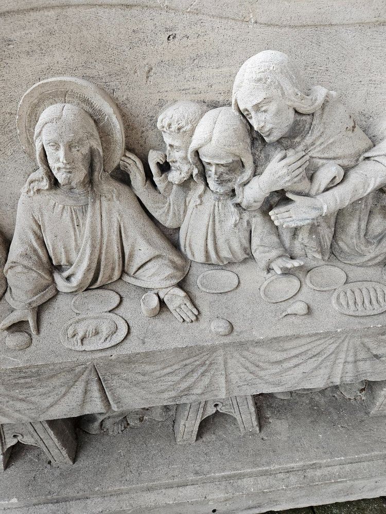 Exceptional Bas Relief Stone Sculpture - Early 19th Century - Meal The Last Supper Of Jesus