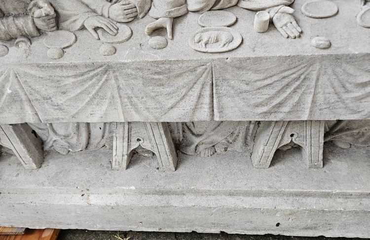 Exceptional Bas Relief Stone Sculpture - Early 19th Century - Meal The Last Supper Of Jesus