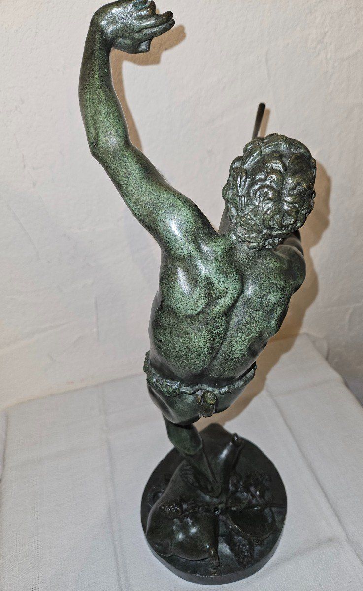 Bronze Sculpture of Bacchus Dancing and Playing the Flute - 19th Century -