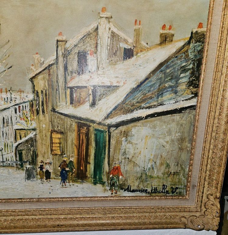 Oil Painting on Canvas - Maurice Utrillo (after) - (1883 - 1955) - Rue De Montmartre 20th