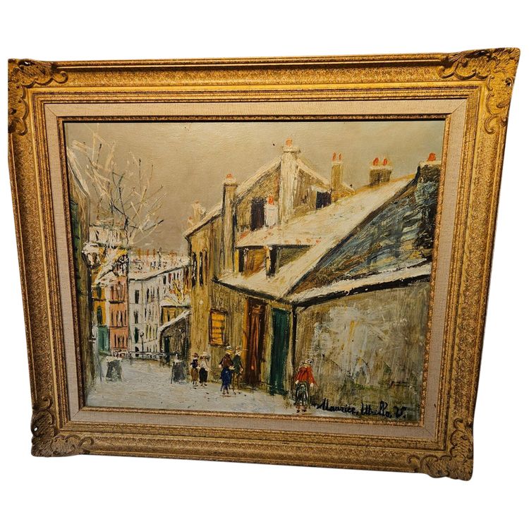 Oil Painting on Canvas - Maurice Utrillo (after) - (1883 - 1955) - Rue De Montmartre 20th