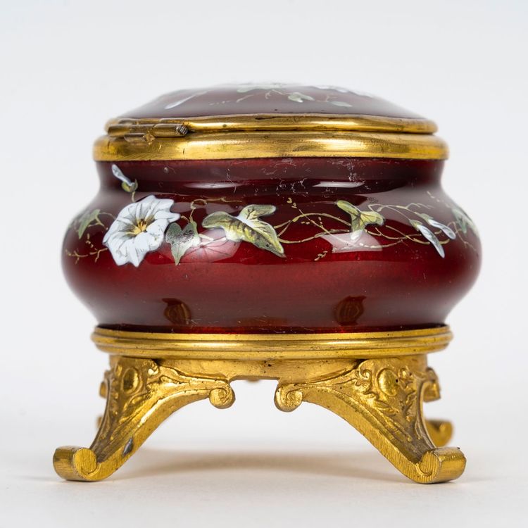 A small gilt bronze and enamel box, late 19th century