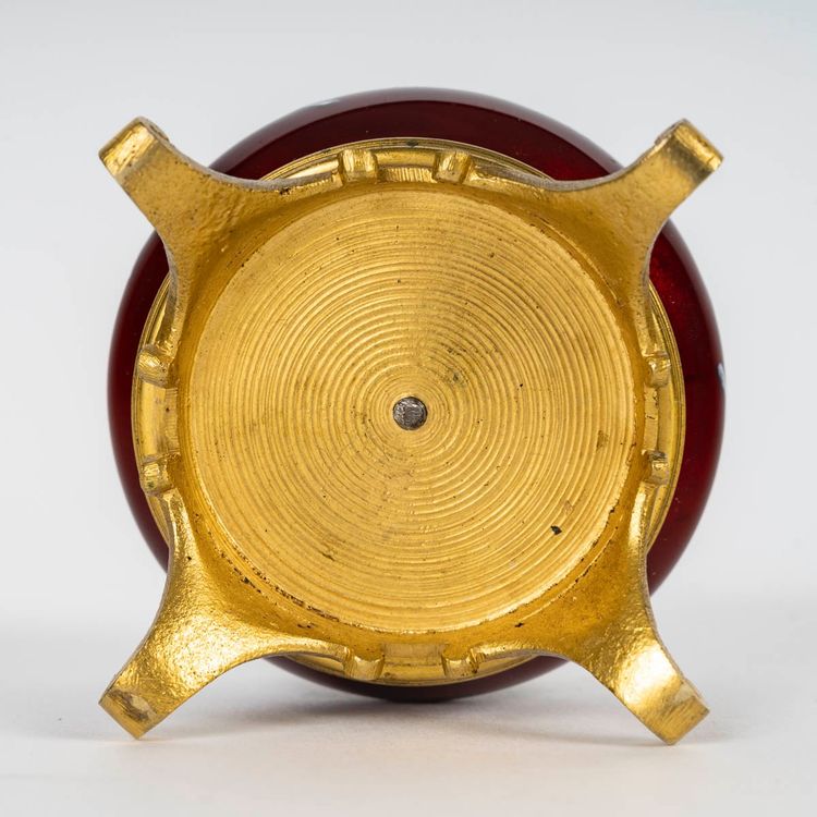 A small gilt bronze and enamel box, late 19th century