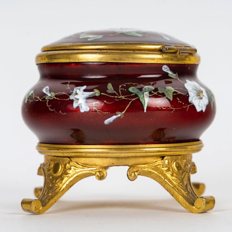 A small gilt bronze and enamel box, late 19th century