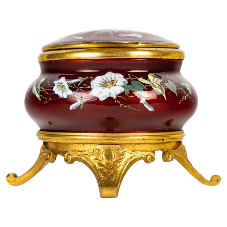 A small gilt bronze and enamel box, late 19th century