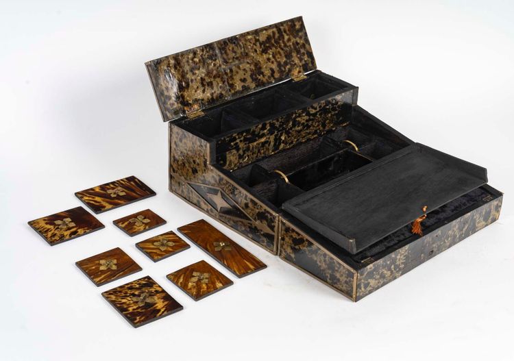 Travelling secretary in boulle marquetry and tortoise shell, late 19th century