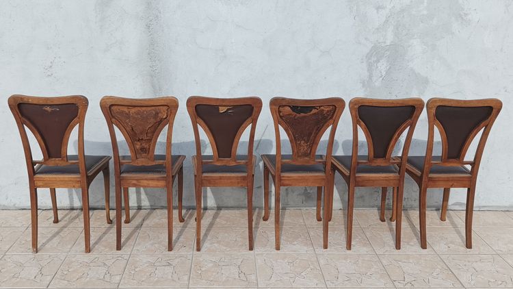 Louis Majorelle 6 Art Nouveau Chicory chairs 1900