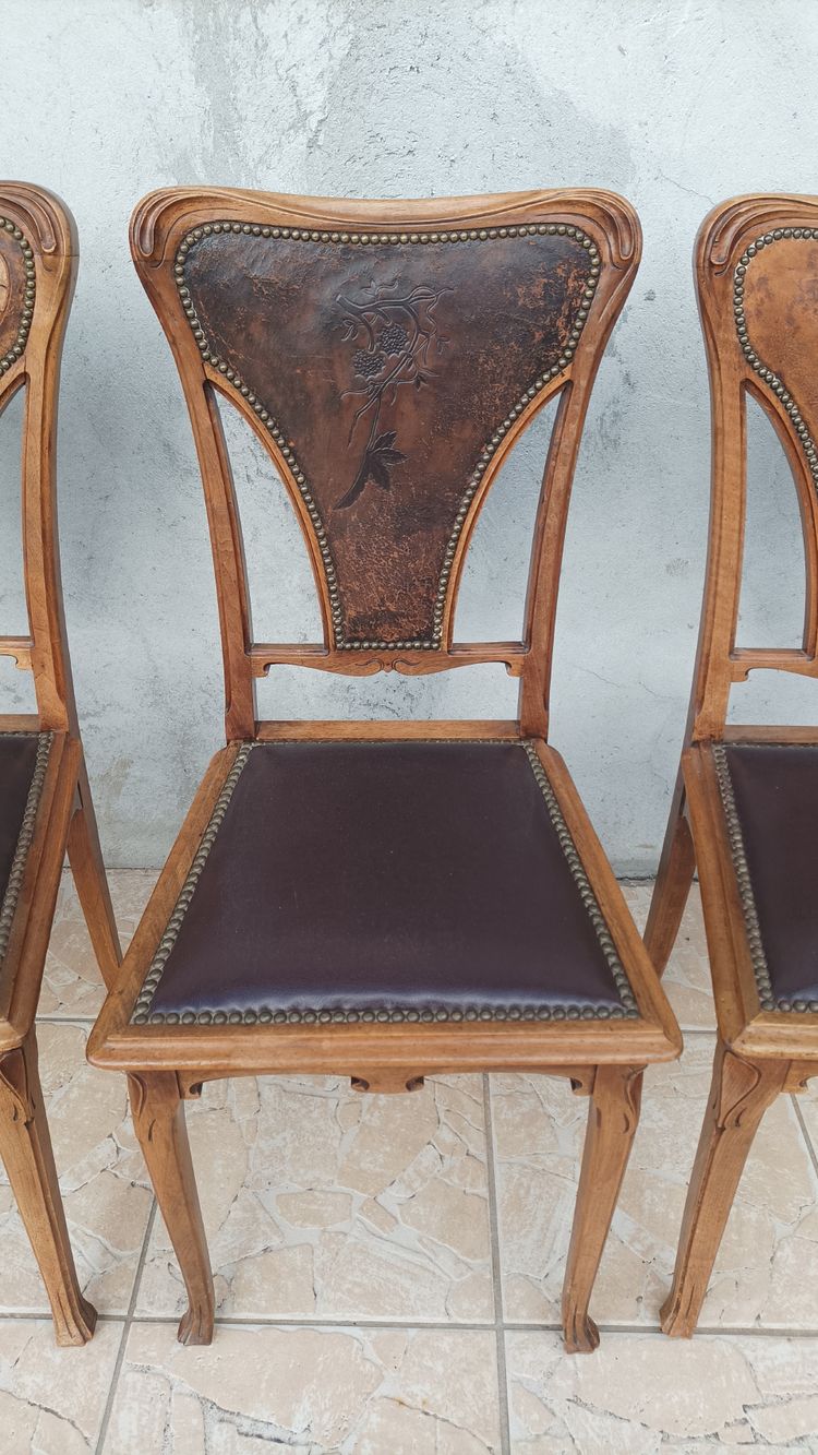 Louis Majorelle 6 Art Nouveau Chicory chairs 1900