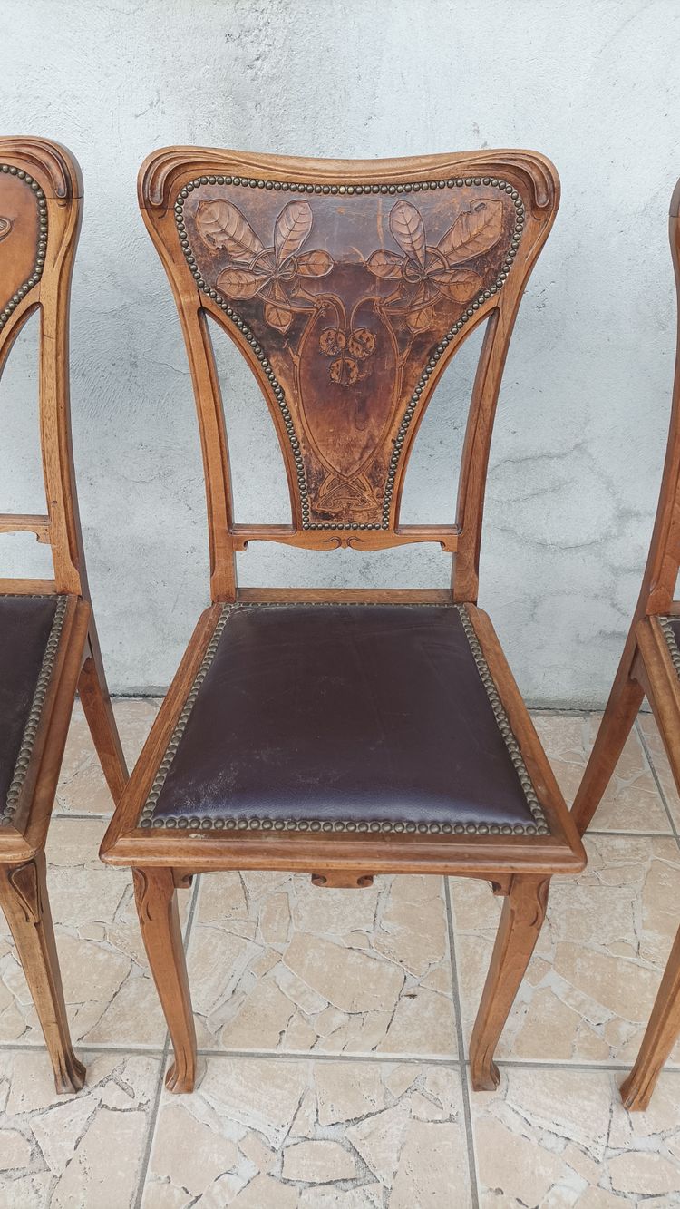 Louis Majorelle 6 Art Nouveau Chicory chairs 1900