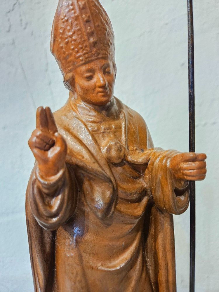 Sculpture of Saint Nicholas in Patinated Terracotta - 20th century -