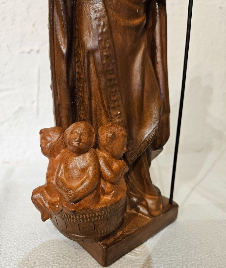 Sculpture of Saint Nicholas in Patinated Terracotta - 20th century -