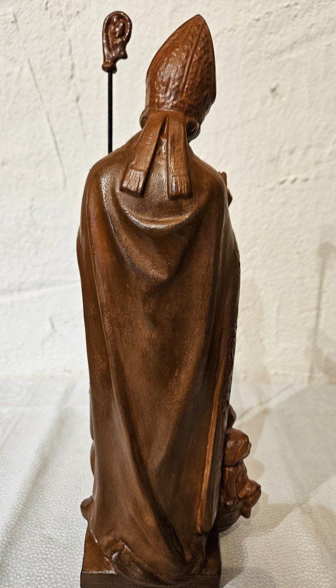 Sculpture of Saint Nicholas in Patinated Terracotta - 20th century -