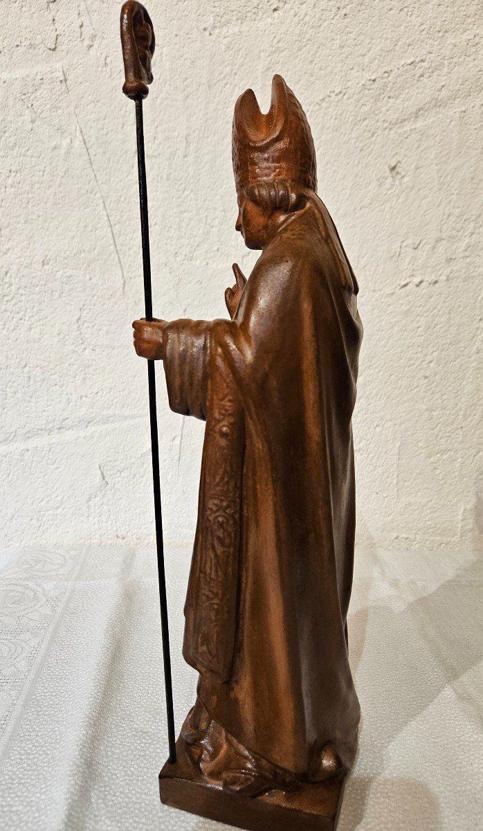 Sculpture of Saint Nicholas in Patinated Terracotta - 20th century -