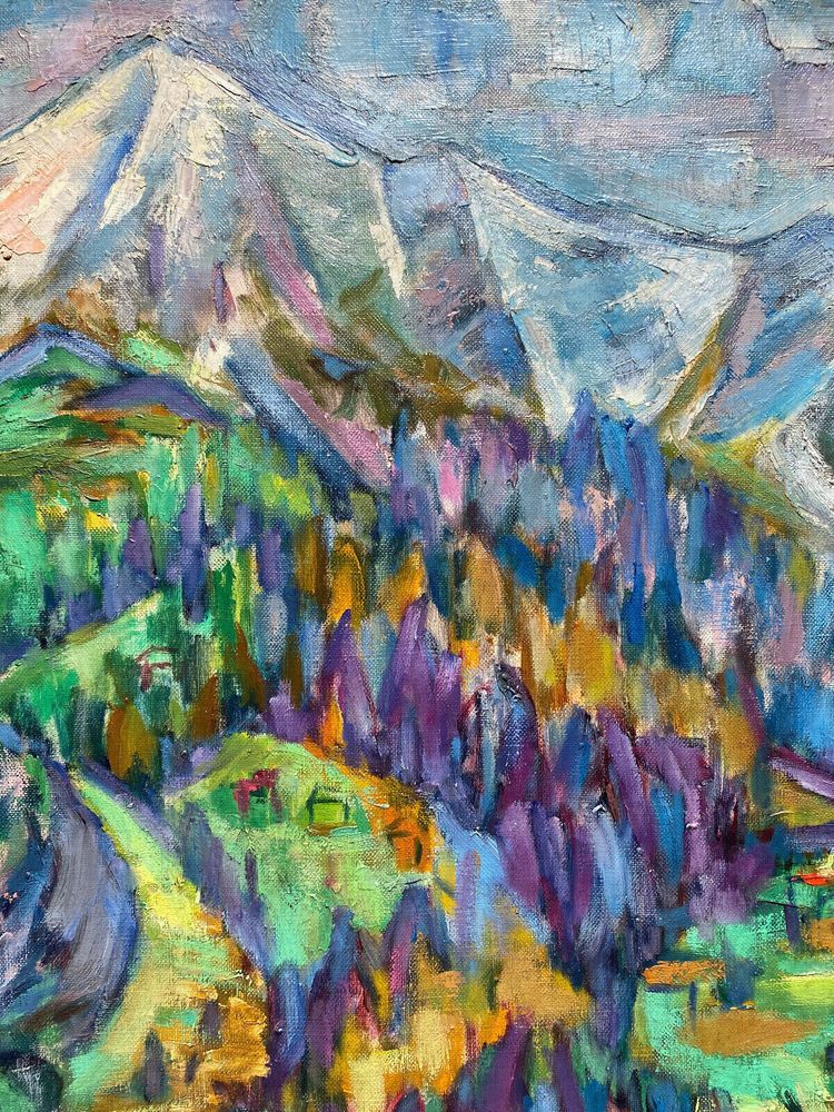 Painting "The Alps" Oil on Canvas M. GUETTA-FATTAL (1922-2009) Fauvism Cubism Mountain