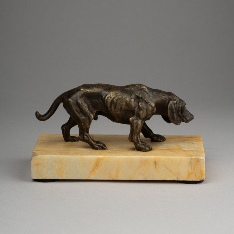 Small Bronze Depicting a Hunting Dog, 19th Century