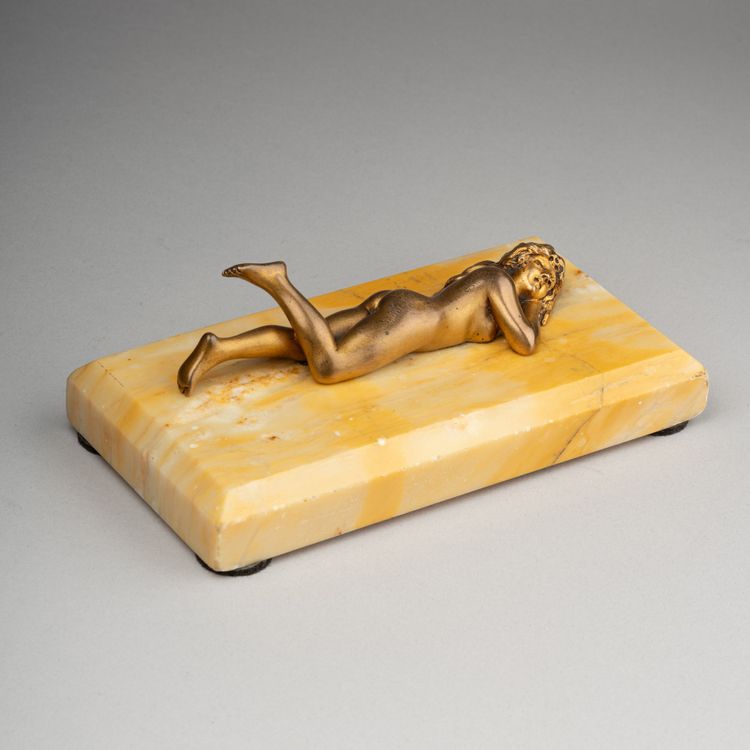 Small Female Nude in Gilded Bronze, Early 20th Century