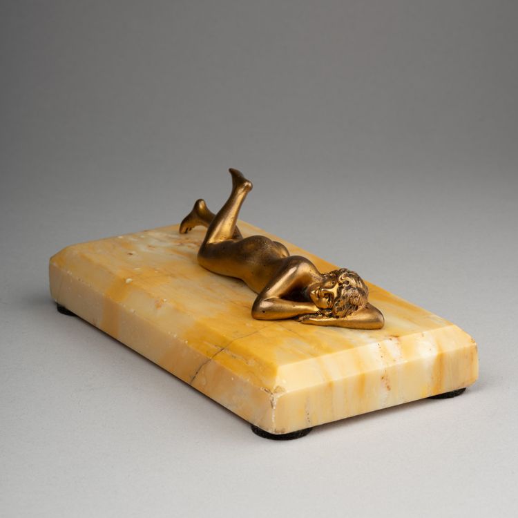 Small Female Nude in Gilded Bronze, Early 20th Century