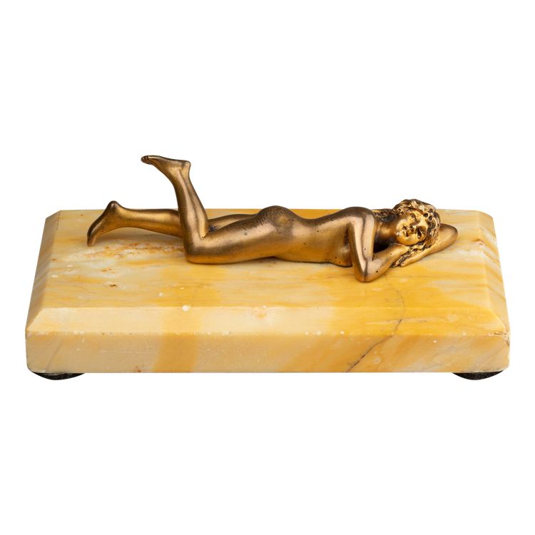 Small Female Nude in Gilded Bronze, Early 20th Century