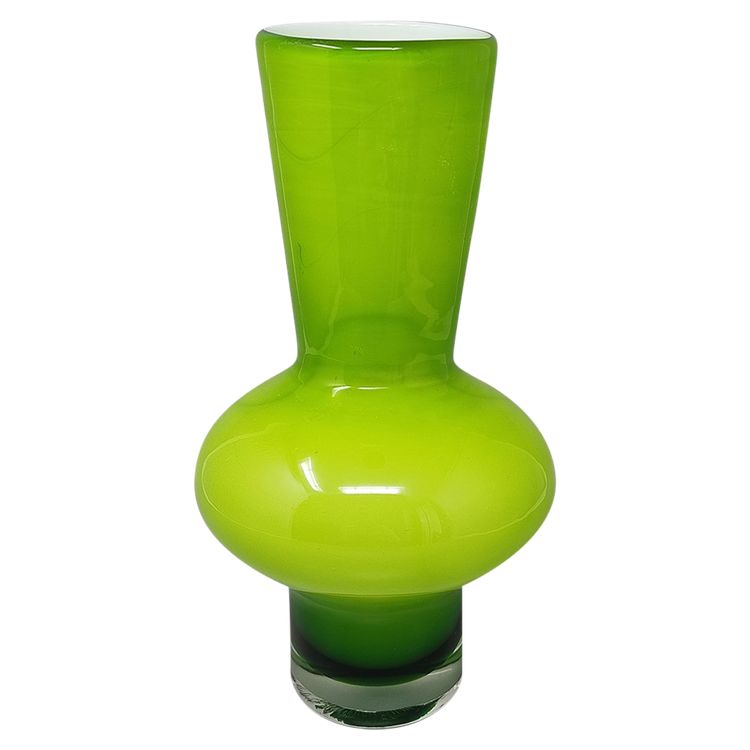 1970s Gorgeous Green Vase by Ind. Vetraria Valdarnese. Made in Italy