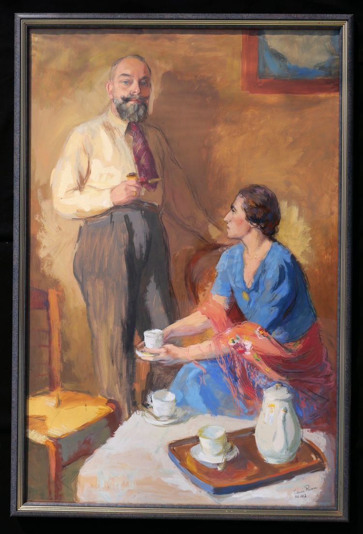 Louis Adolphe Riou, Self-portrait With The Artist's Wife (large Format)