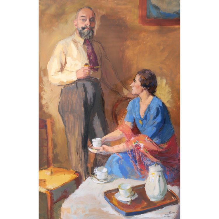 Louis Adolphe Riou, Self-portrait With The Artist's Wife (large Format)