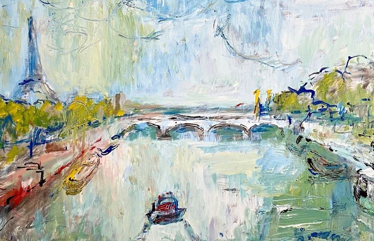 Mario Bonamici (1912-2002), Painting Pont Alexandre III Paris 1970s.