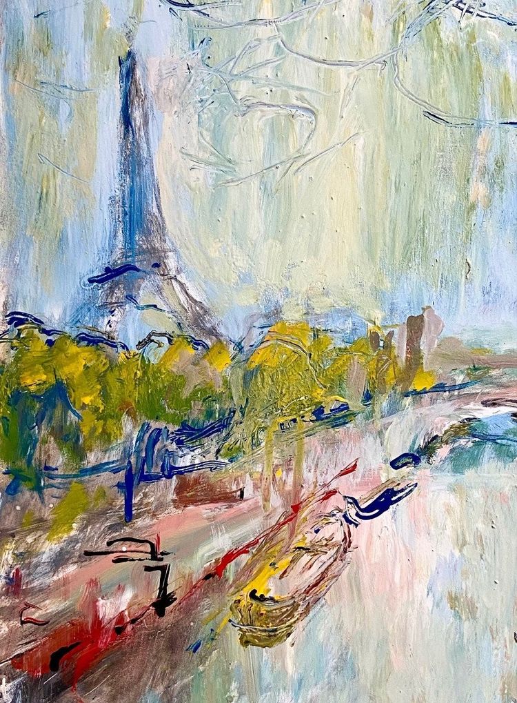 Mario Bonamici (1912-2002), Painting Pont Alexandre III Paris 1970s.