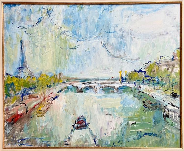 Mario Bonamici (1912-2002), Painting Pont Alexandre III Paris 1970s.