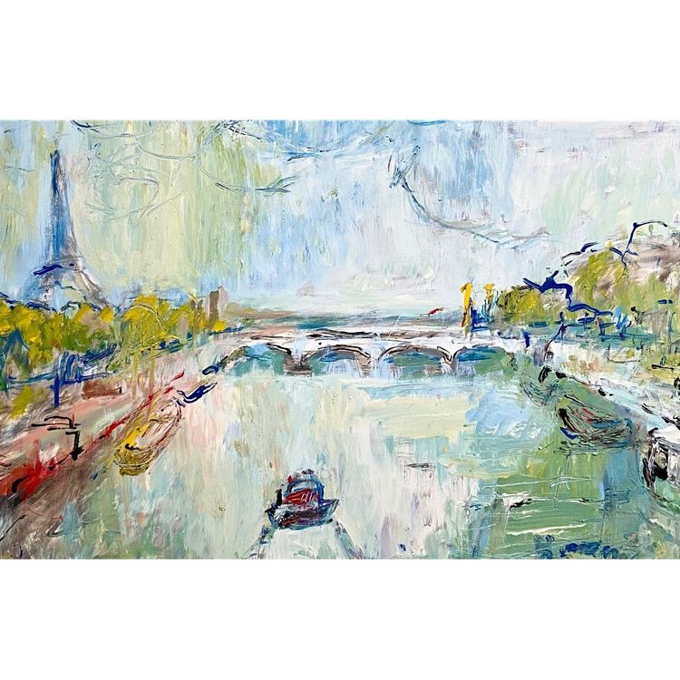 Mario Bonamici (1912-2002), Painting Pont Alexandre III Paris 1970s.