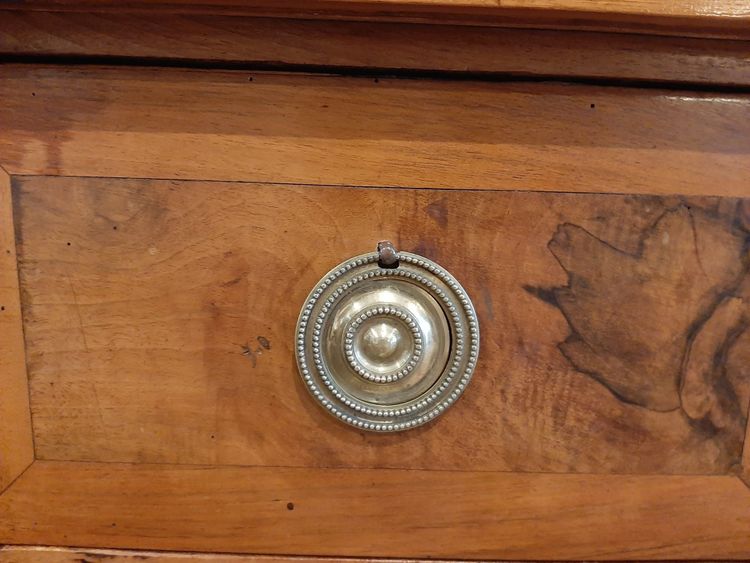 Very beautiful Louis XVI style chest of drawers in burl walnut and cherry wood - late 18th century period