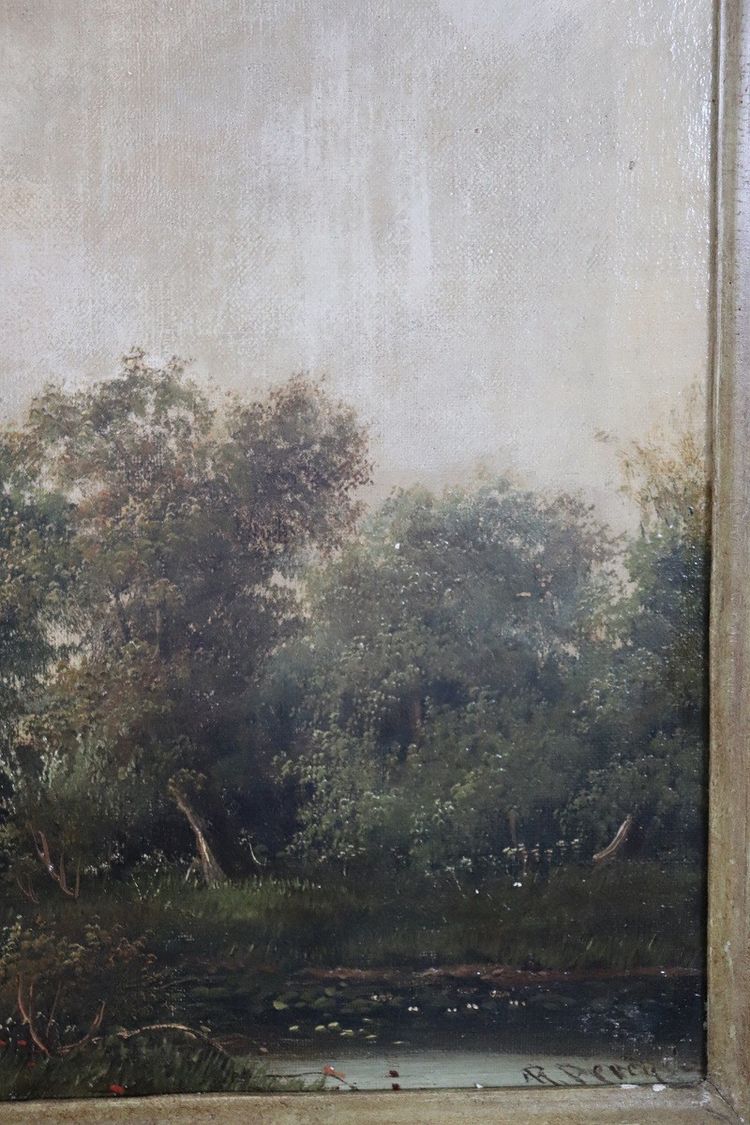 English Landscape, Oil Painting on Canvas, Late 19th Century