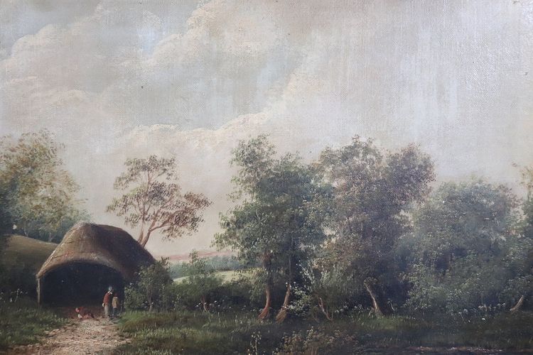 English Landscape, Oil Painting on Canvas, Late 19th Century