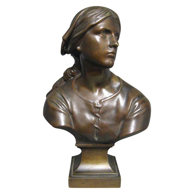 Bronze bust of Joan of Arc.