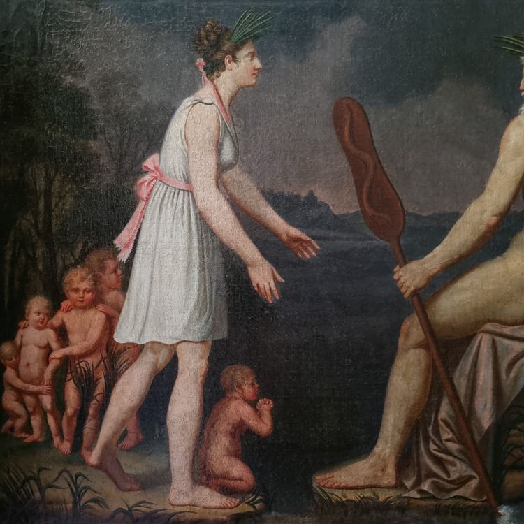 Oceanos and Thetys, large oil on canvas, late 18th century.