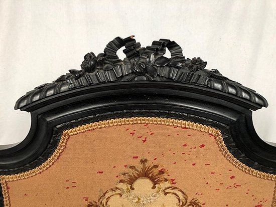 Blackened wood mantelpiece richly carved, Napoleon III