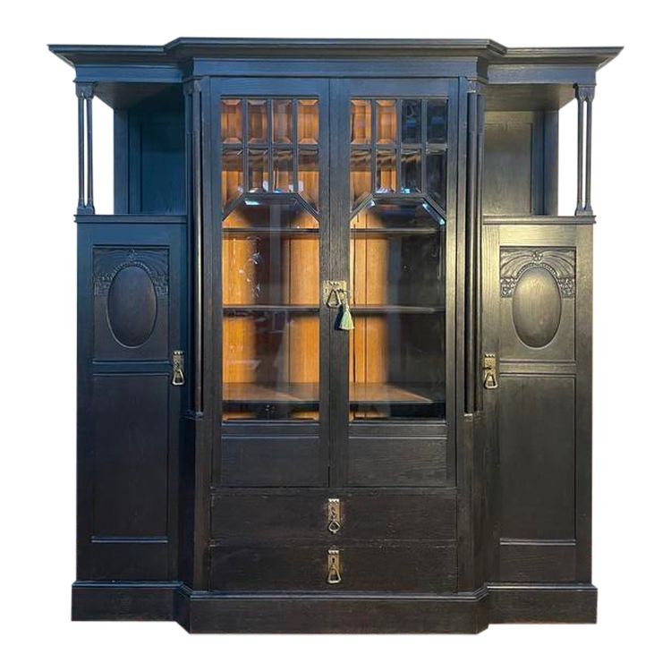 Vitrine - Napoleon III / English wardrobe in blackened wooden