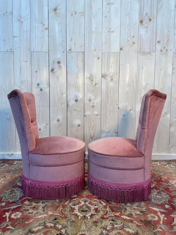 Pair of napoleon III pink velvet velvet