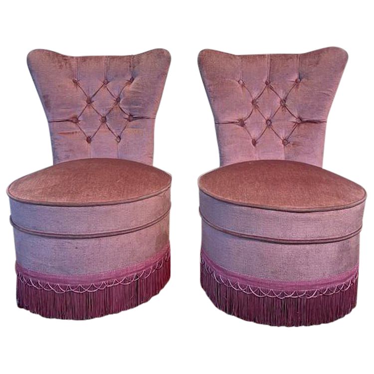 Pair of napoleon III pink velvet velvet